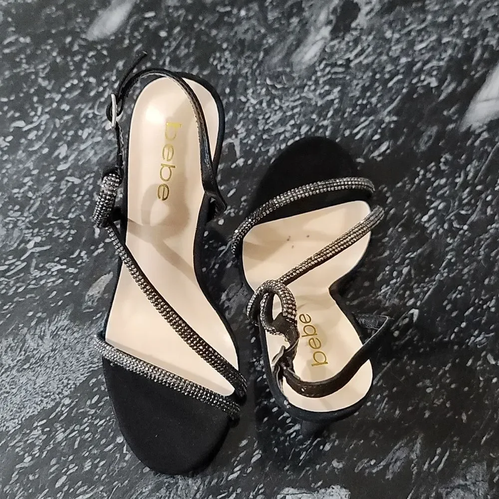 BRAND NEW BEBE STRAPPY HIGH HEEL STILETTOS RHINESTONES STRAP SANDAL